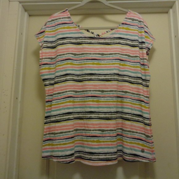 CRISS CROSS APPLESAUCE PASTELS STRIPES SUMMERY TOP  L - Picture 4 of 6